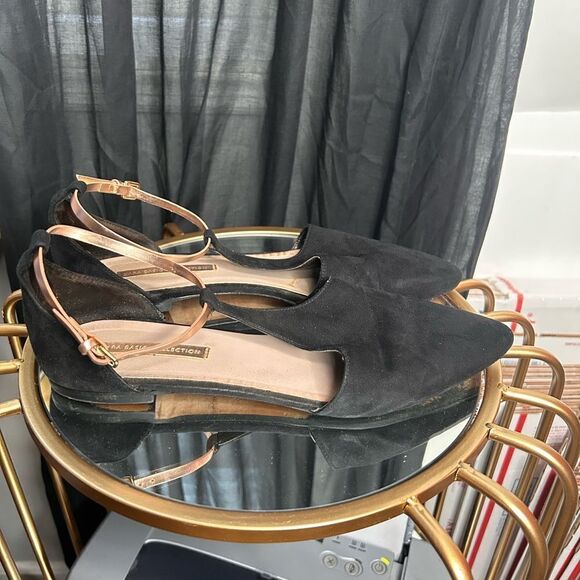 Zara Rose Gold T Strap Flats - Picture 4 of 4